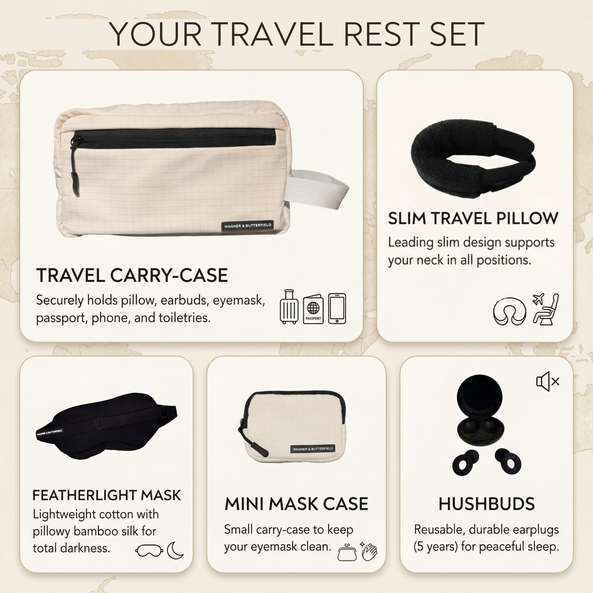 5 Piece Travel Pillow Gift Set