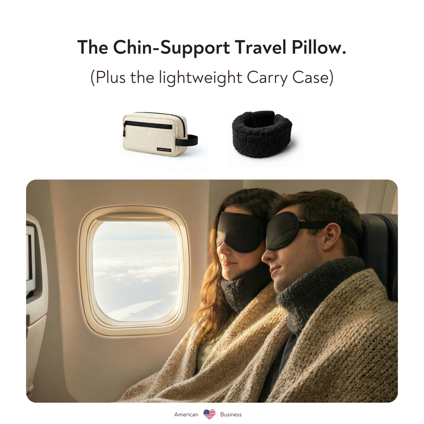 (Pillow + Case) - Just the Black Sherpa Travel Neck Pillow + Ripstop Travel Carry Case