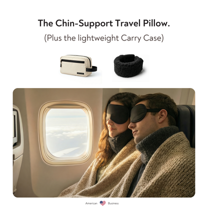 (Pillow + Case) - Just the Black Sherpa Travel Neck Pillow + Ripstop Travel Carry Case