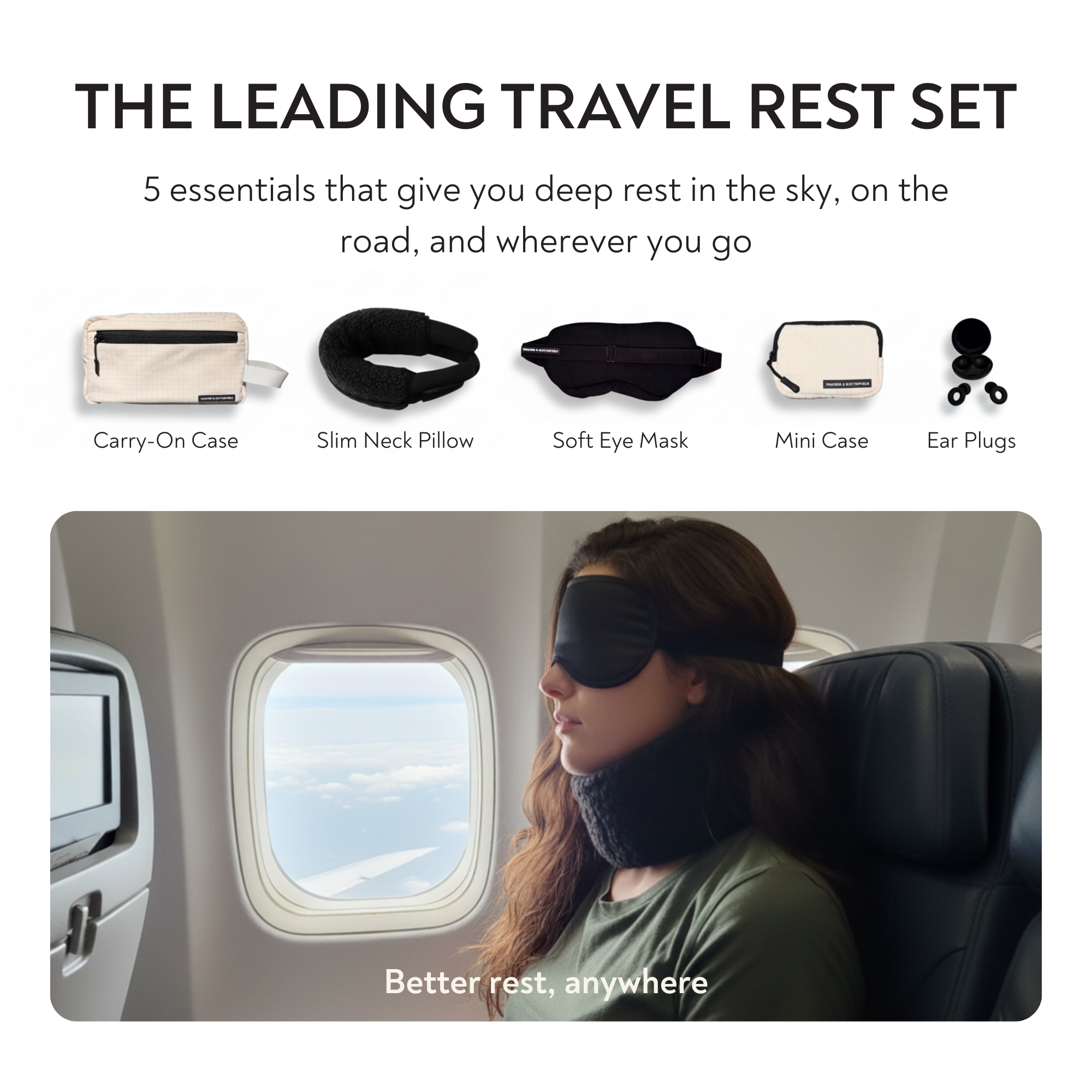 5 Piece Travel Pillow Gift Set