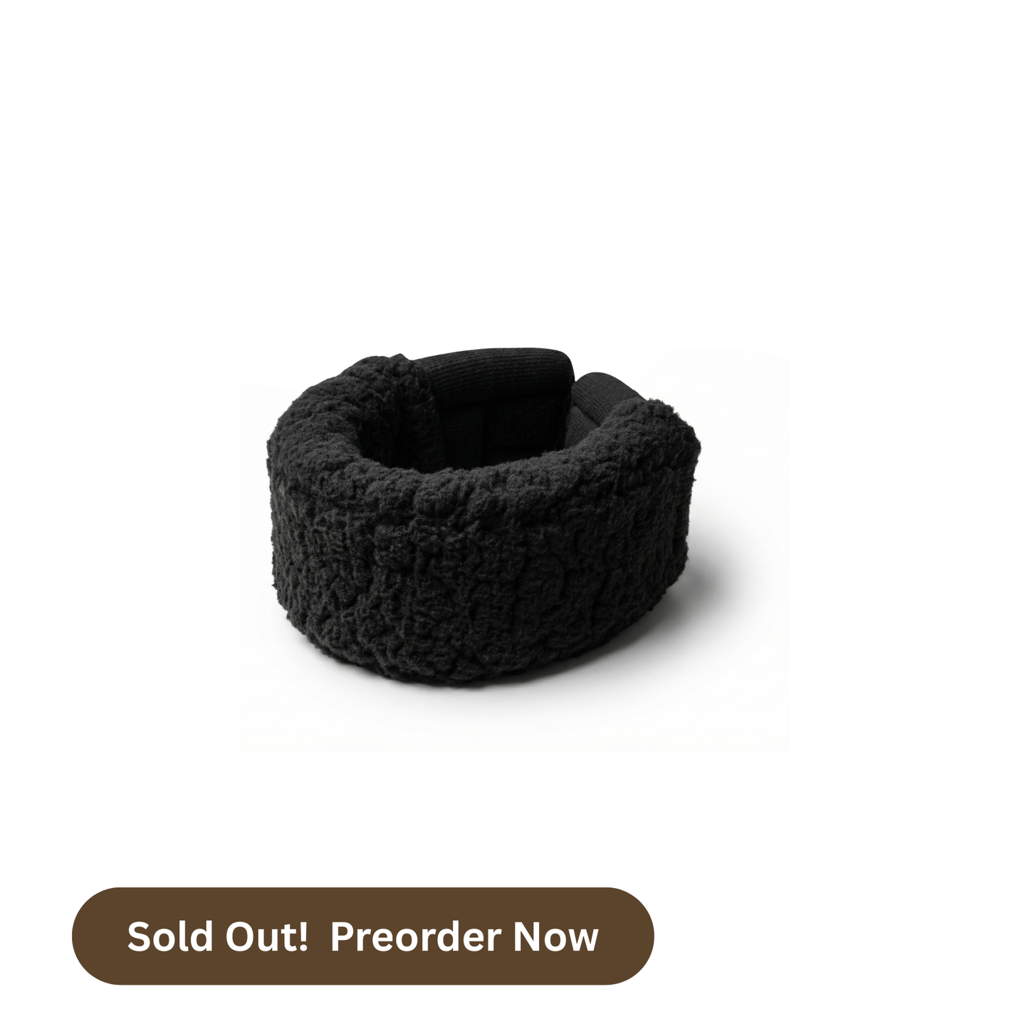 (Pillow + Case) - Just the Black Sherpa Travel Neck Pillow + Ripstop Travel Carry Case